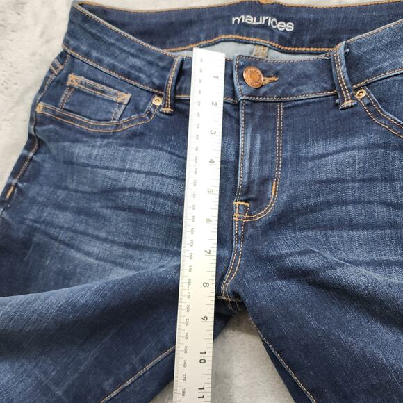 Maurices Jeans Womens M SHORT Blue Dark Wash Mid Rise Skinny Jegging Stretch - Picture 8 of 11